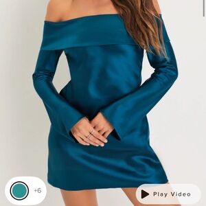 Lulus Elegant Blue Off-Shoulder Women's dress